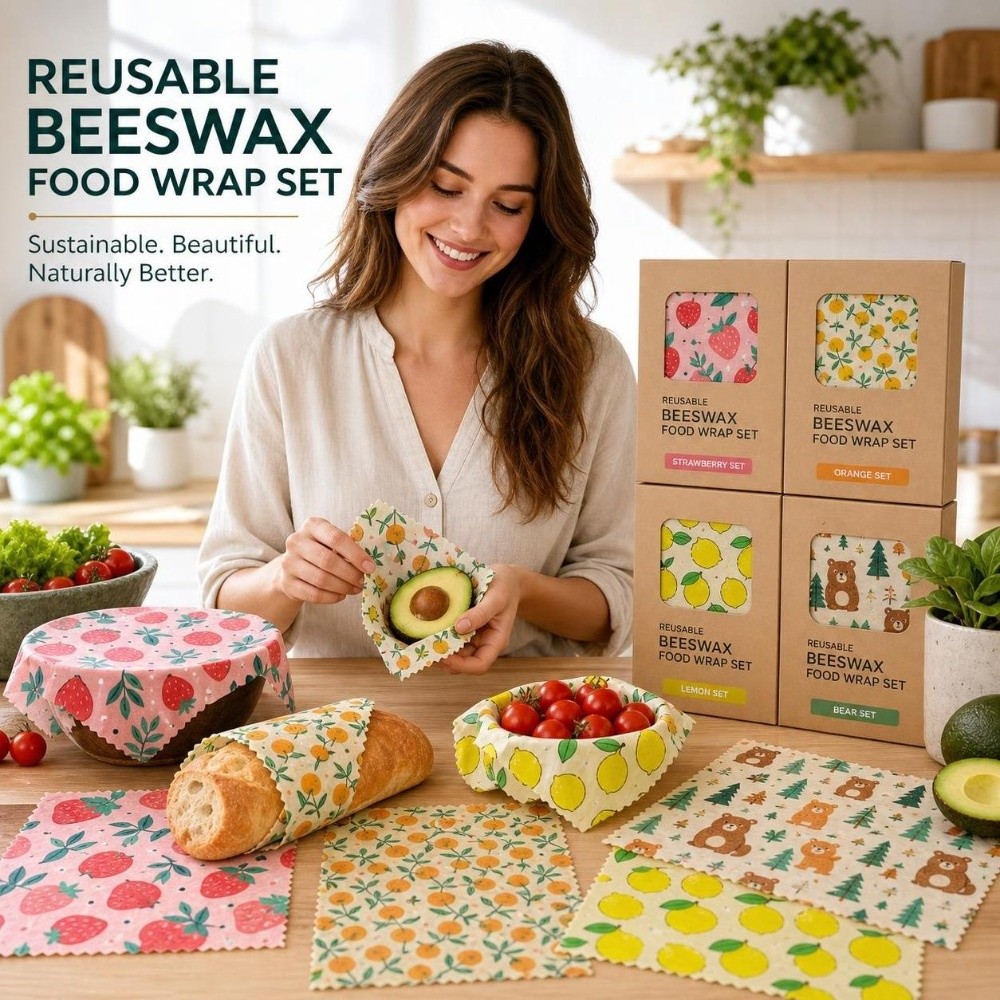 Beeswax Food Cover - 9pcs Pembungkus Makanan dari Lilin Lebah