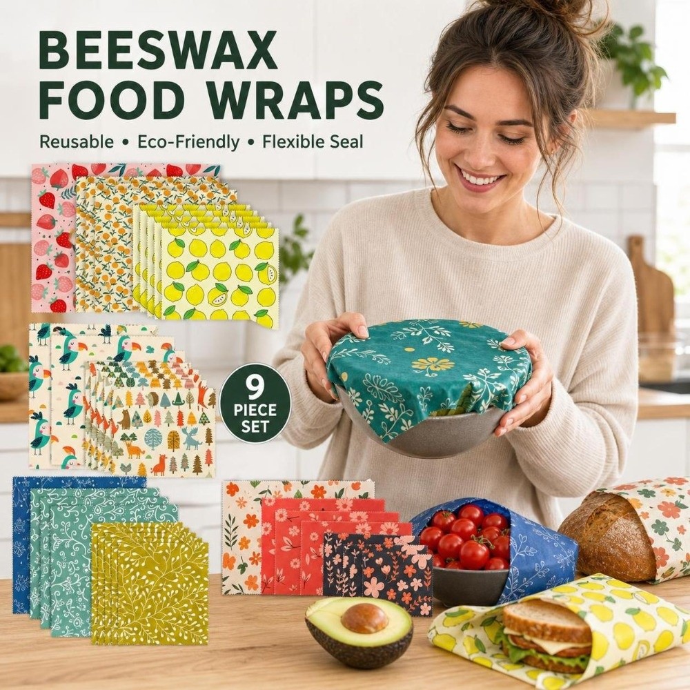 Beeswax Food Cover - 9pcs Pembungkus Makanan Lilin Lebah Multi