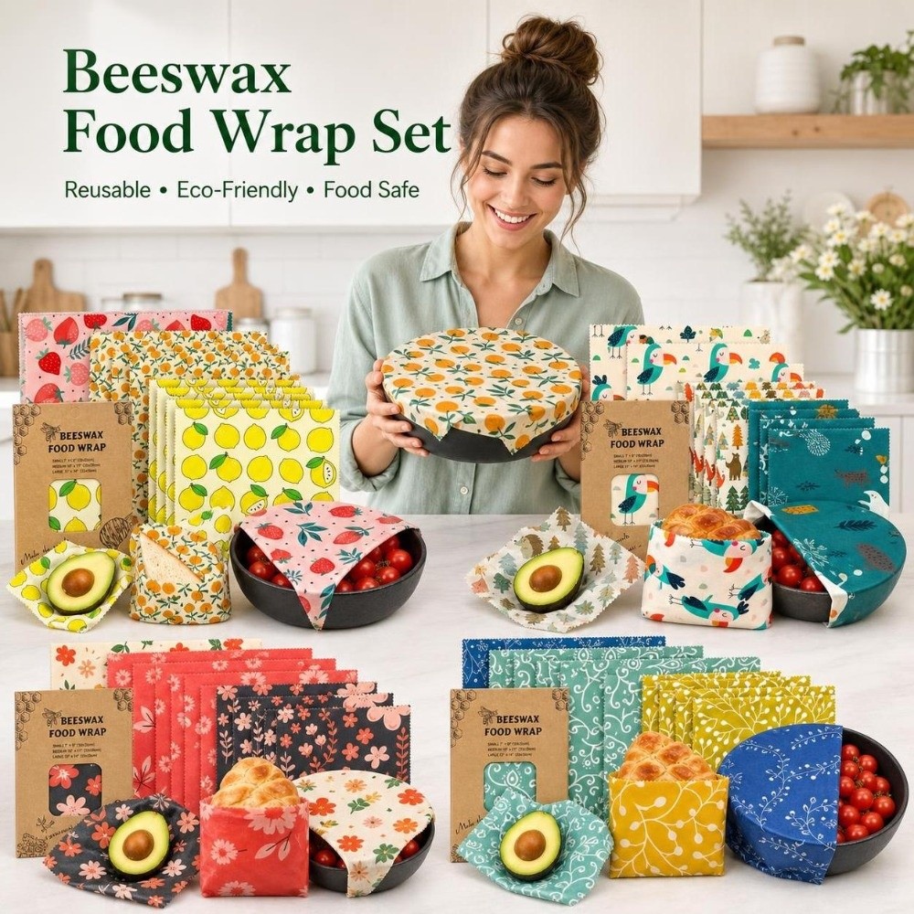 Beeswax Food Cover - 9pcs Pembungkus Makanan Lilin Lebah Multi