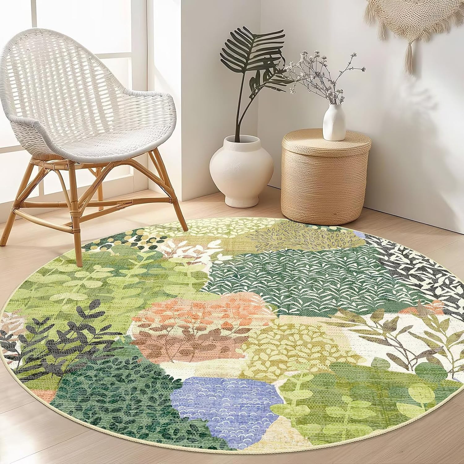 Sustainable Living Home - Karpet Bulat Bergaya Boho dengan Motif