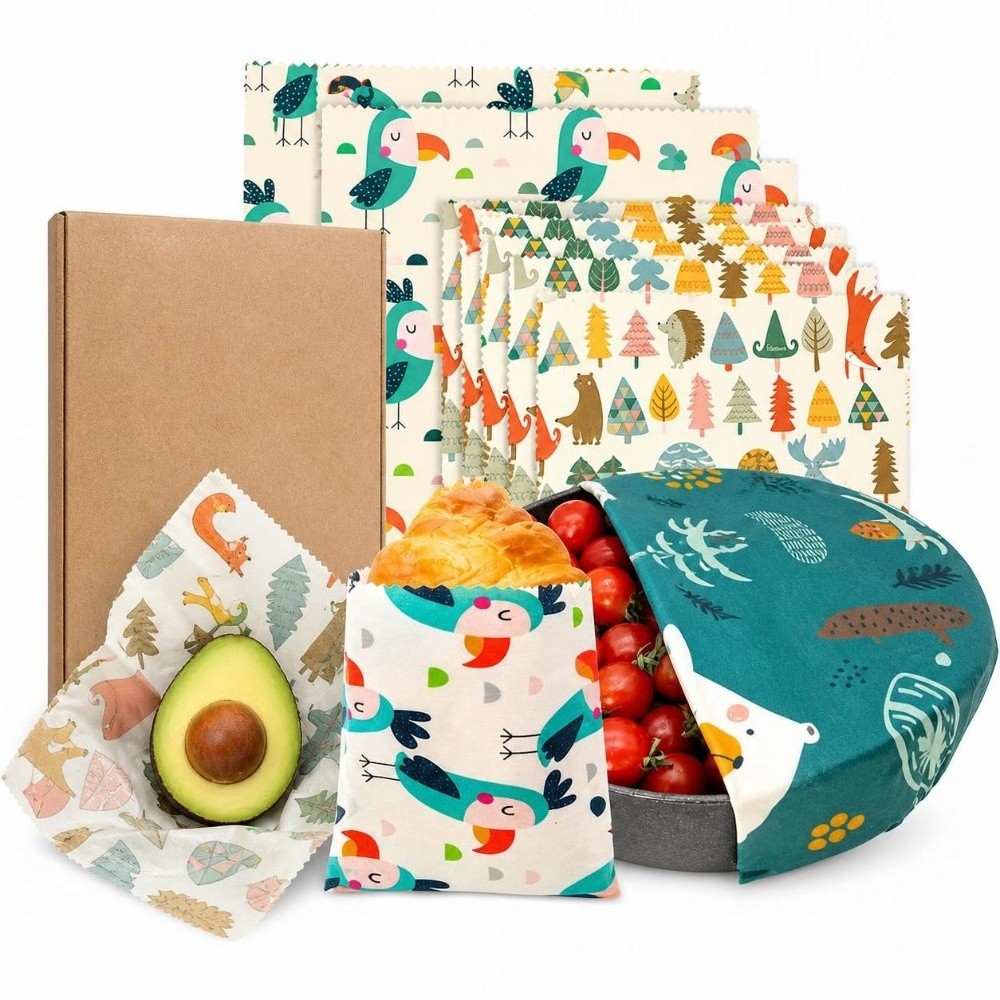 9 buah kertas pembungkus makan - Beeswax Food Cover ulasan dan harga
